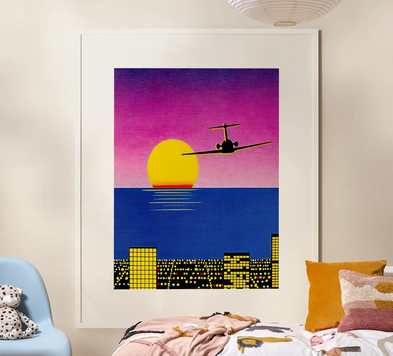 Aereo che vola alto poster con telaio in alluminio da HKS JAPANESESTORE