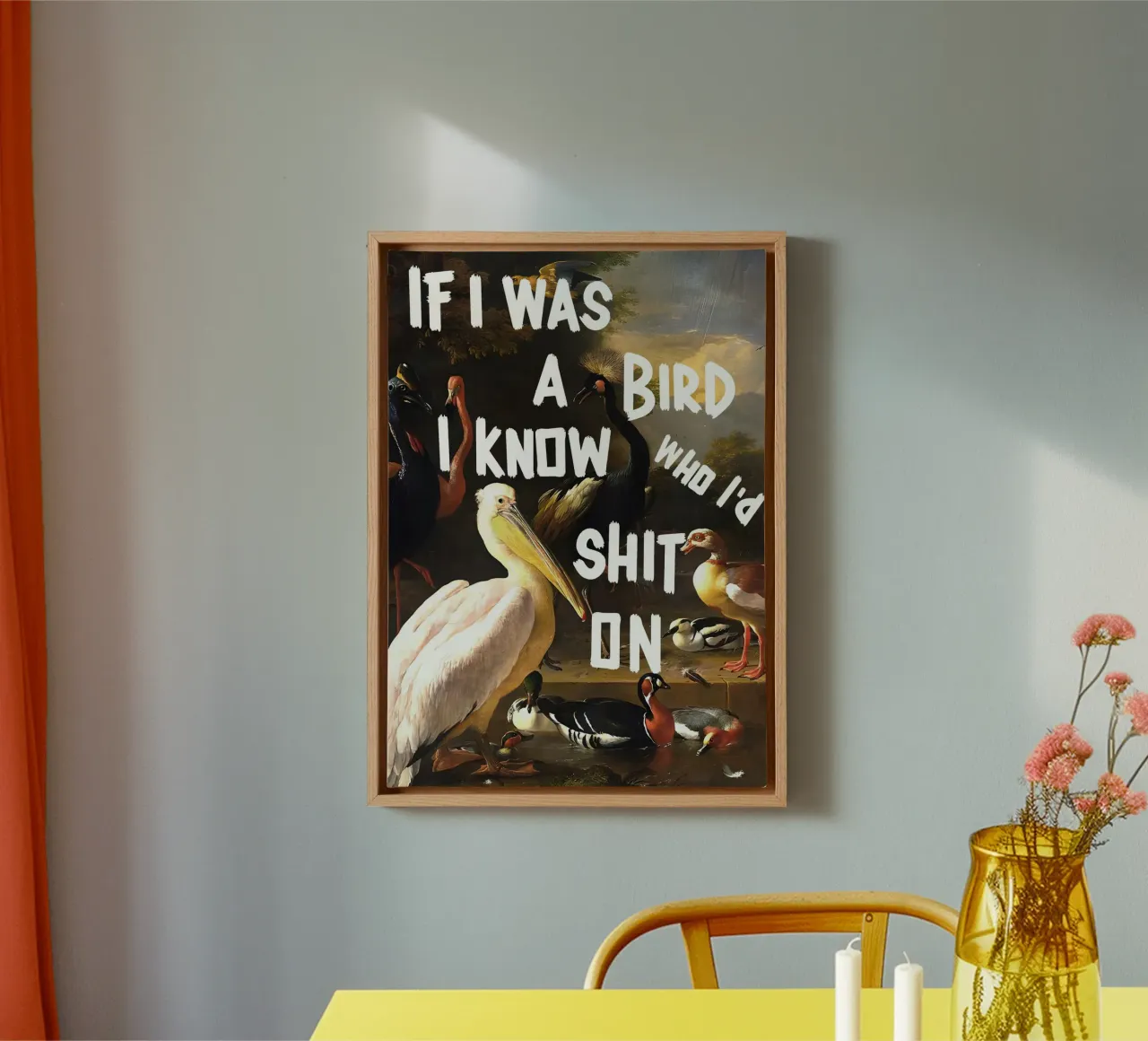 if was a bird know who shit on' tela con Cornice a cassetta da Type & Tape
