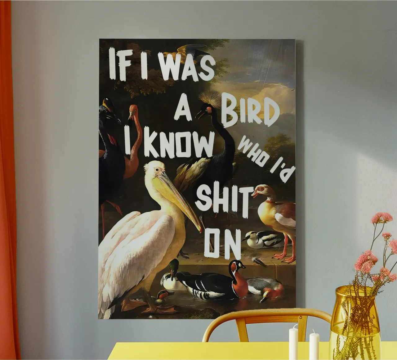 if was a bird know who shit on' tela con Cornice a cassetta da Type & Tape