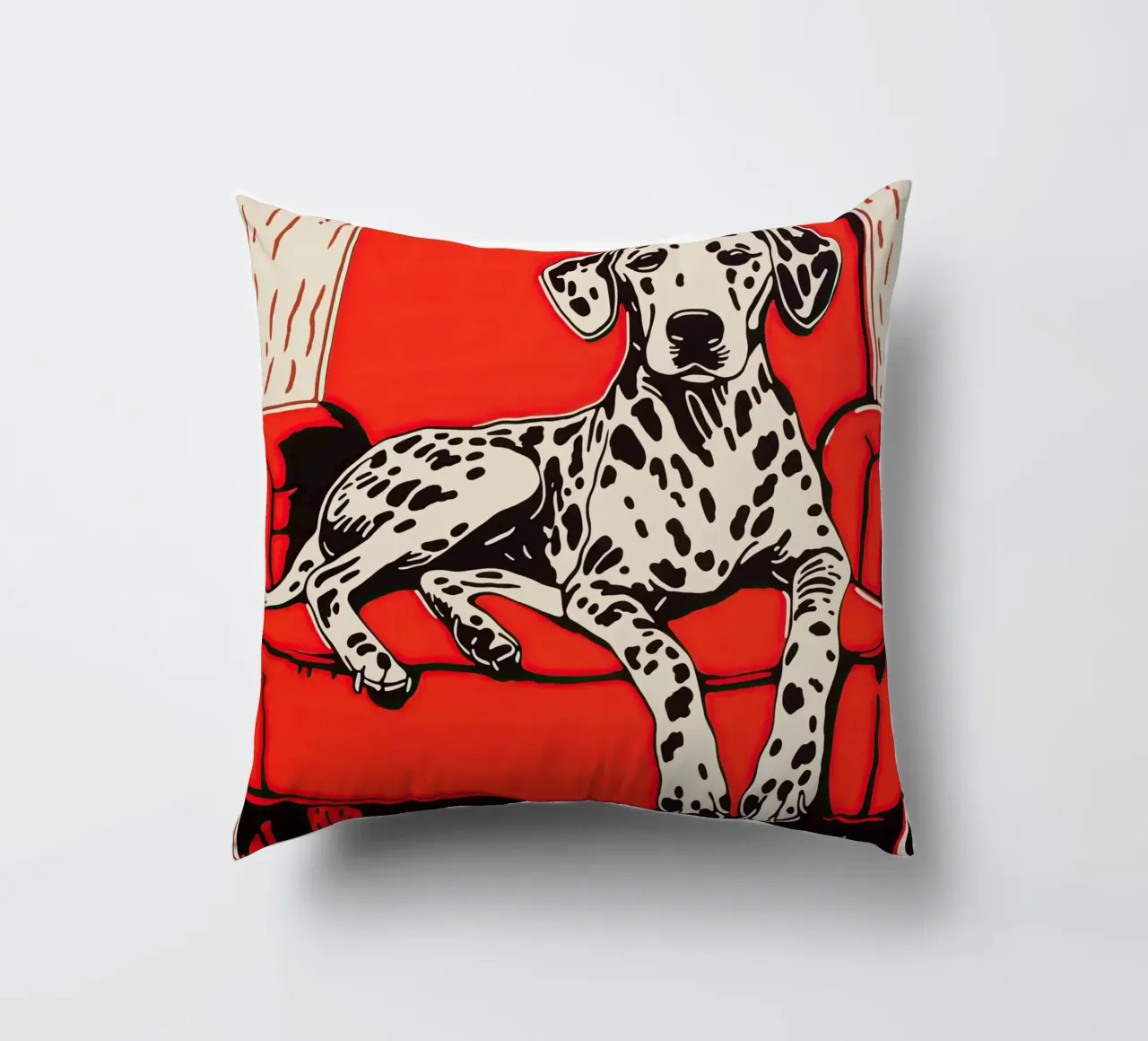 Dalmata accogliente in poltrona | Retro Pop Art cuscino da Autofocus