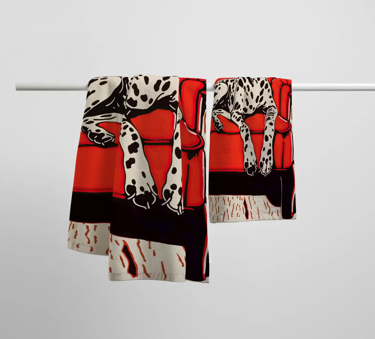 Cosy Dalmatian in an armchair | Retro Pop Art towel by Autofocus