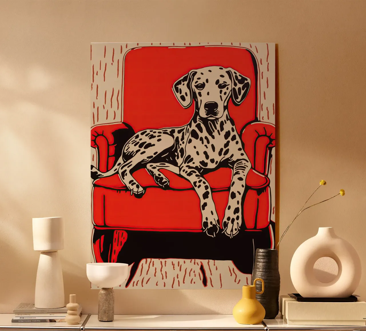 Acogedor dálmata en un sillón | Retro Pop Art metacrilato de Autofocus