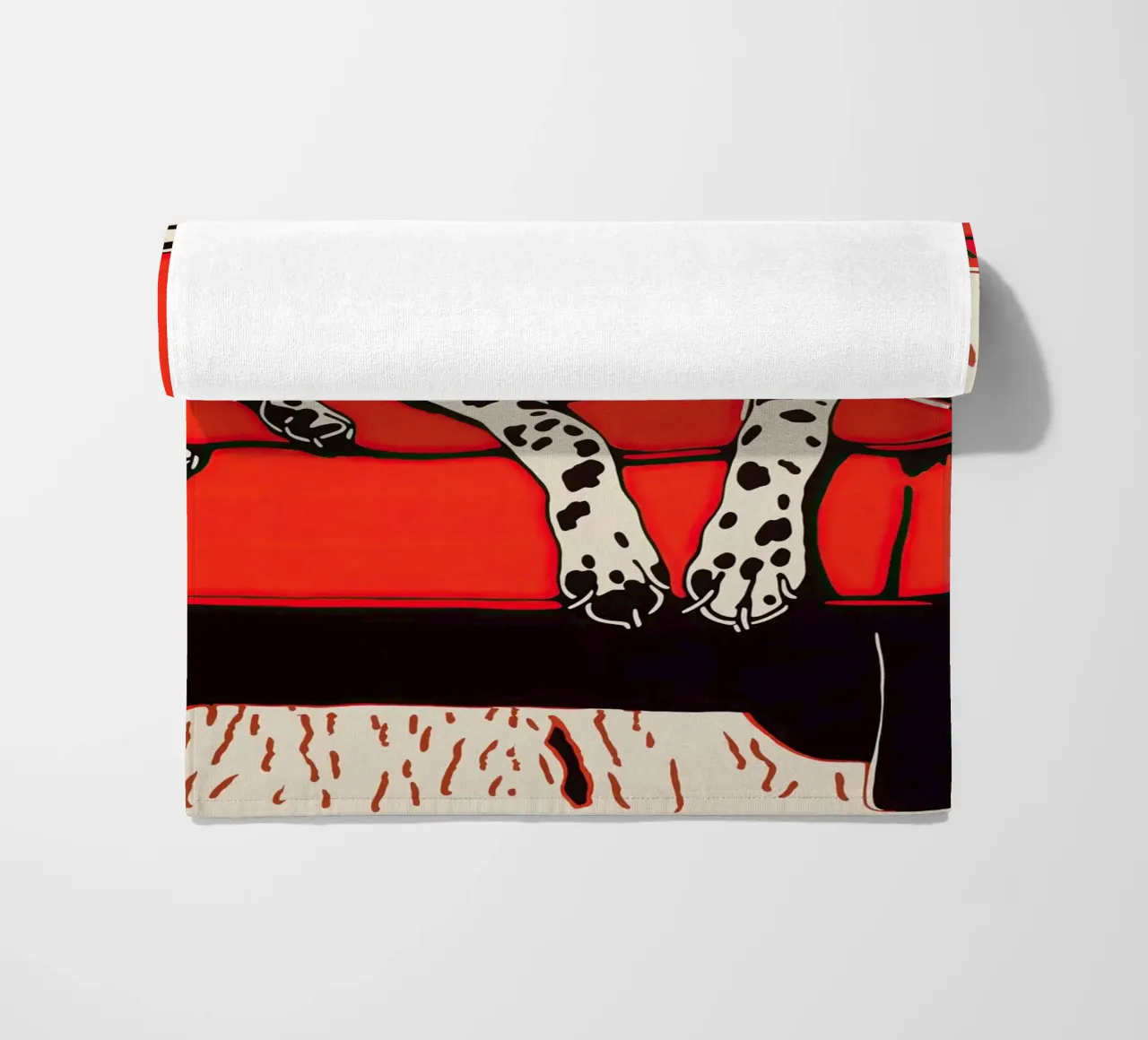 Dalmata accogliente in poltrona | Retro Pop Art telo mare da Autofocus