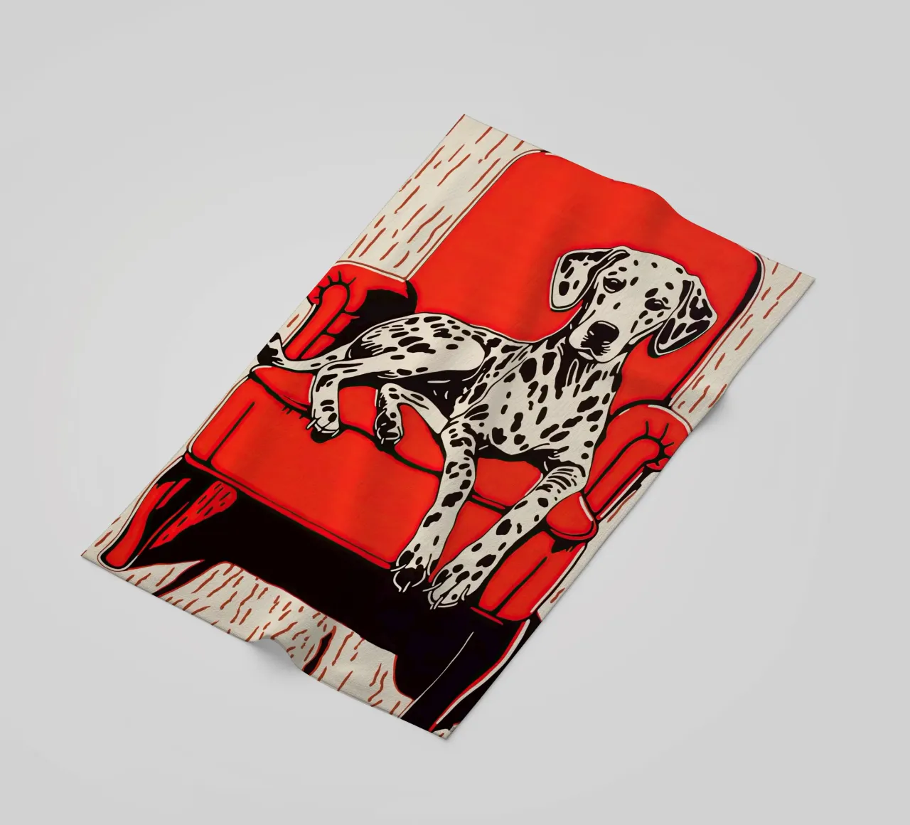 Dalmata accogliente in poltrona | Retro Pop Art telo mare da Autofocus