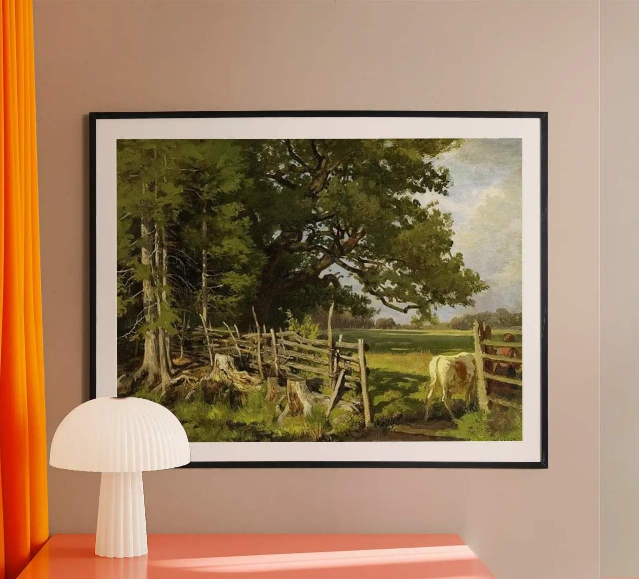 Il giardino e le mucche di Paul Weber poster con telaio in plastica da Art In The Sky
