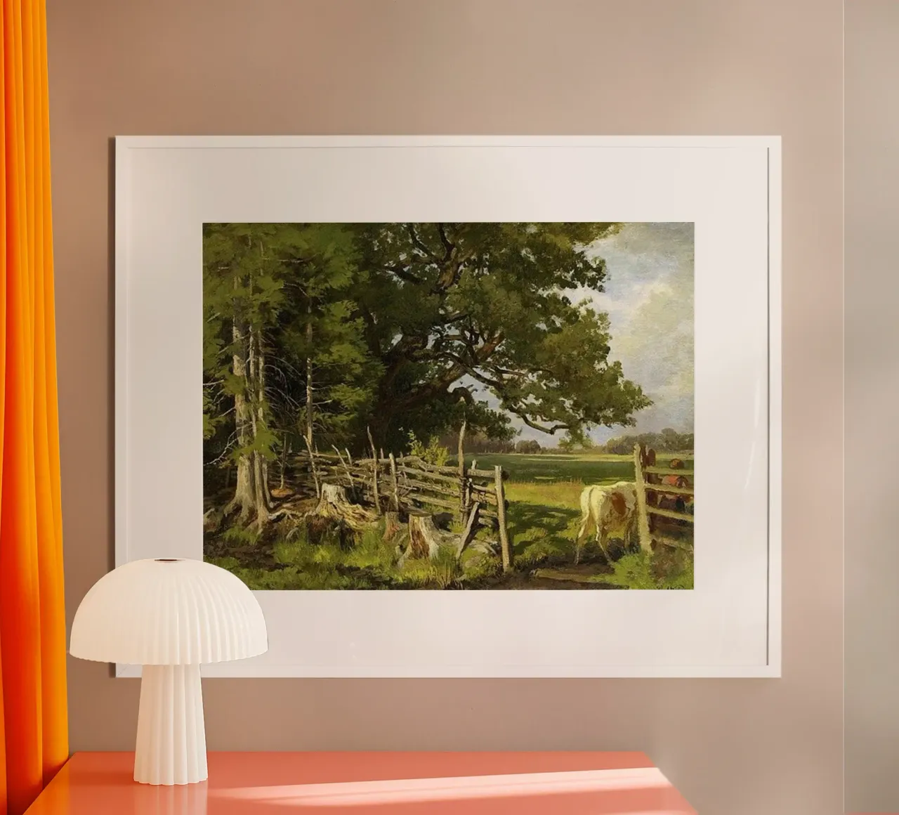 Il giardino e le mucche di Paul Weber poster con telaio in plastica da Art In The Sky