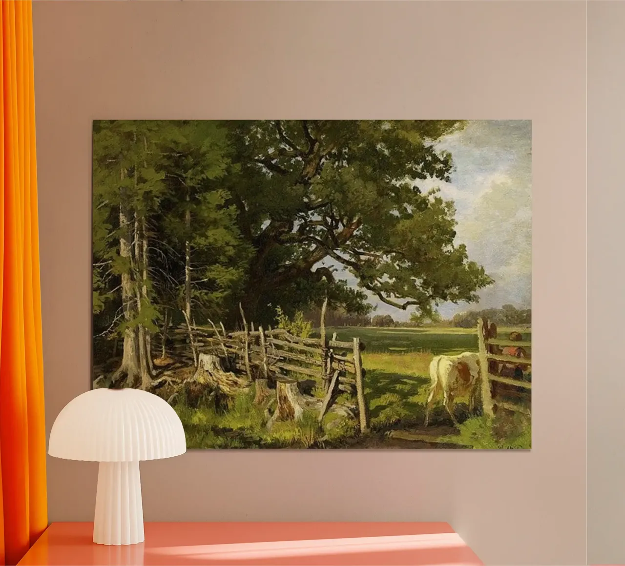 Il giardino e le mucche di Paul Weber poster con telaio in plastica da Art In The Sky