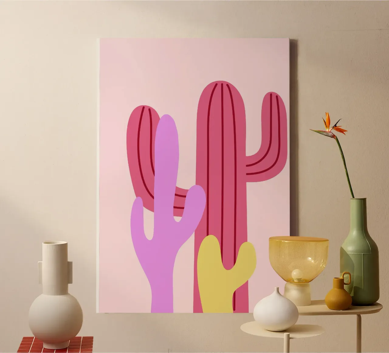 Cactus Calm tela con Cornice a cassetta da Attaboy Dsgn
