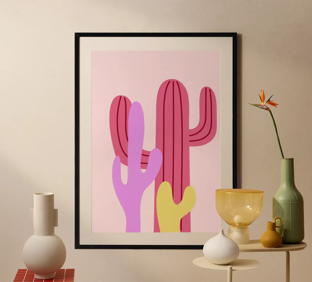 Cactus Calm poster con telaio in plastica da Attaboy Dsgn