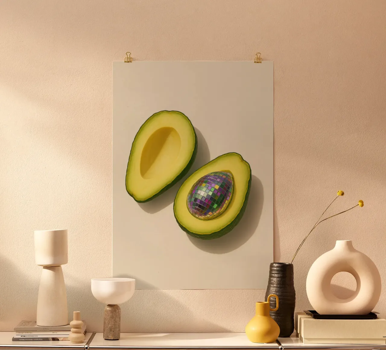 Disco Avocado Funky poster con telaio in plastica da Attaboy Dsgn
