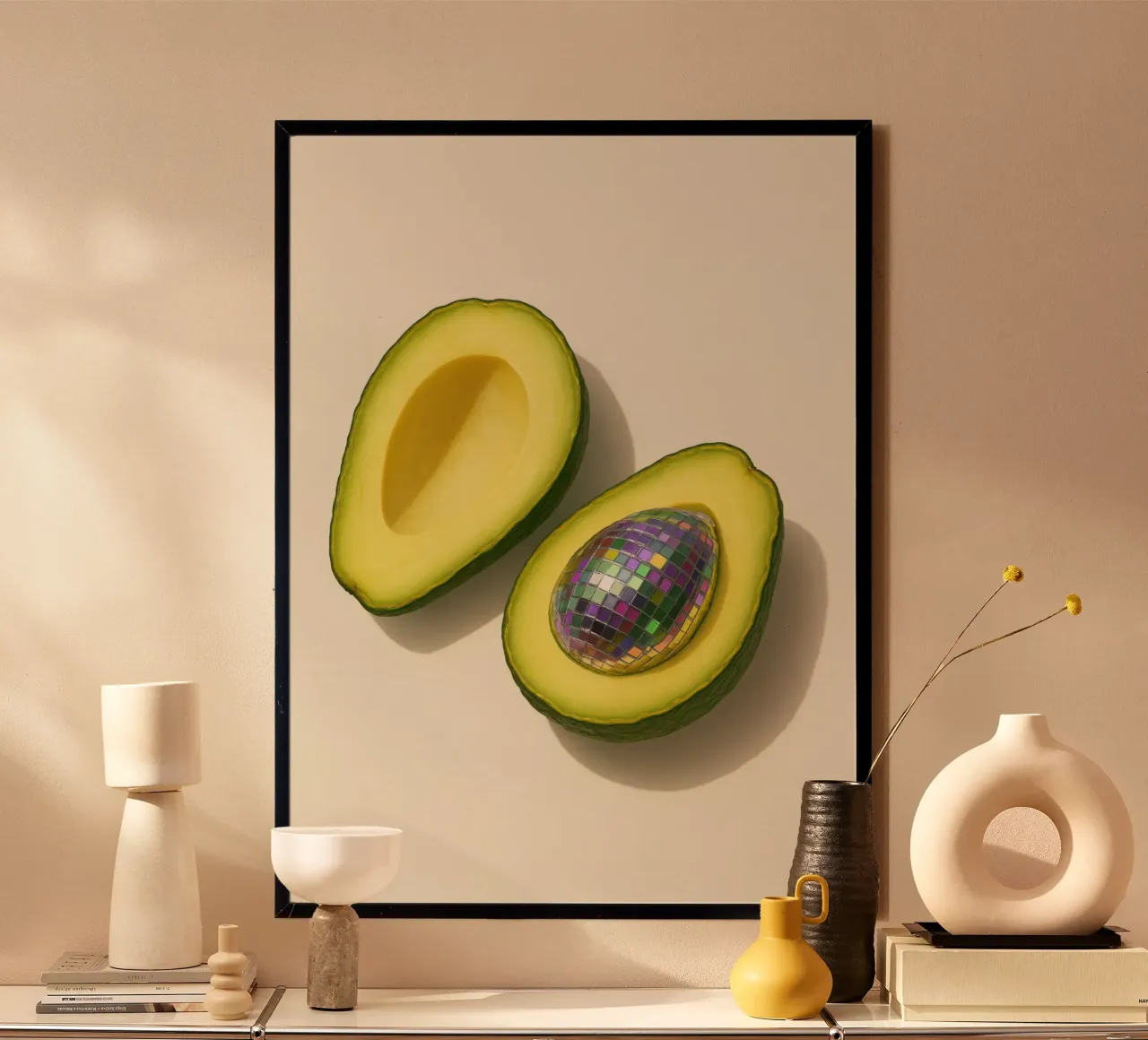 Disco Avocado Funky poster con telaio in plastica da Attaboy Dsgn