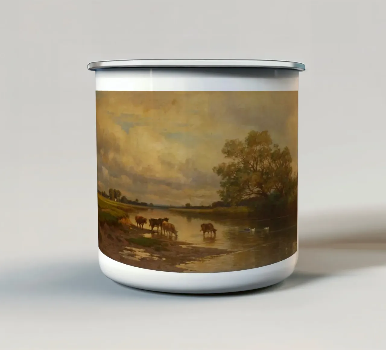 Bufali nel fiume Paul Weber tazza in smalto da Art In The Sky