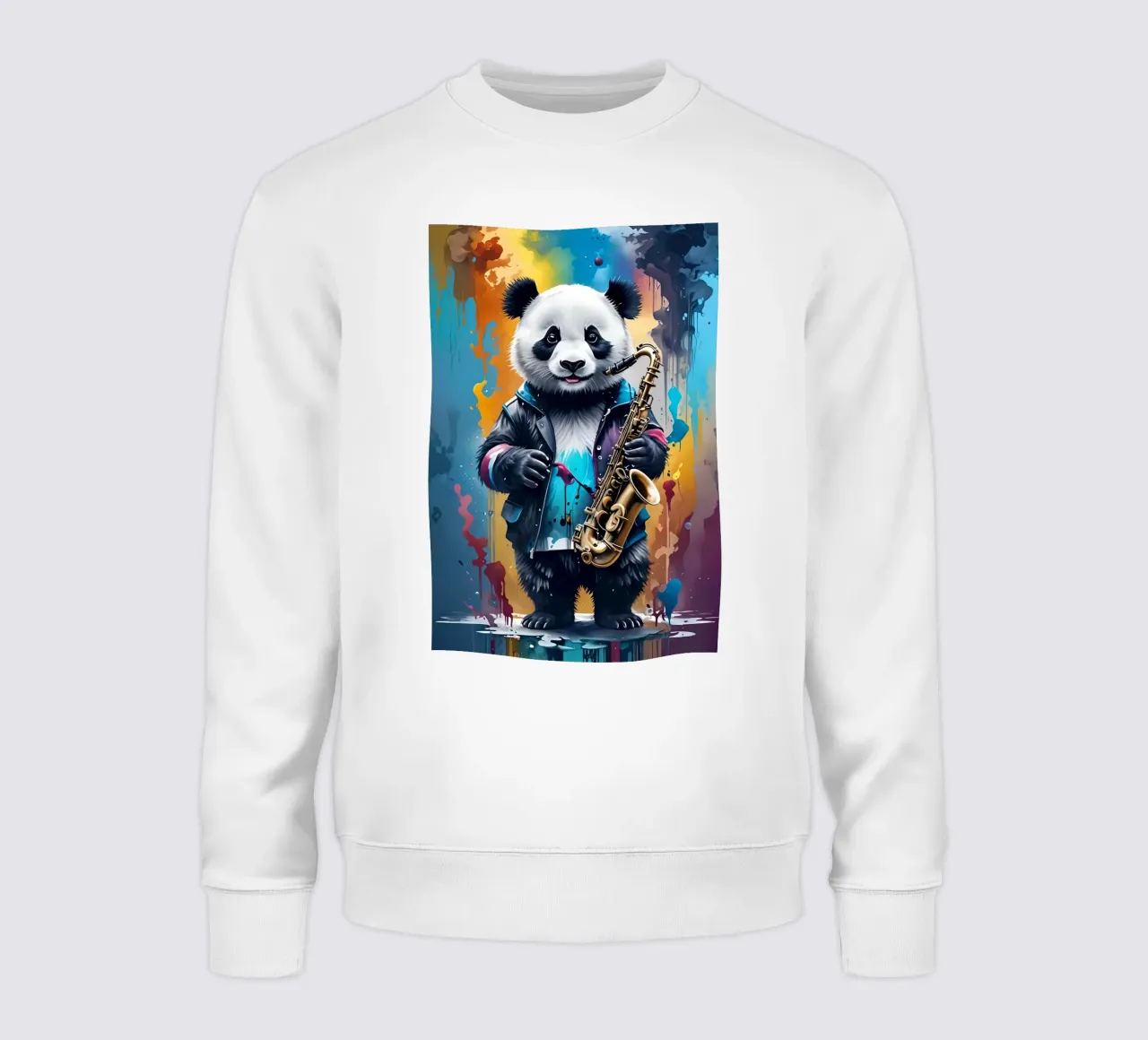 Panda and saxophone sweatshirt by MakArena