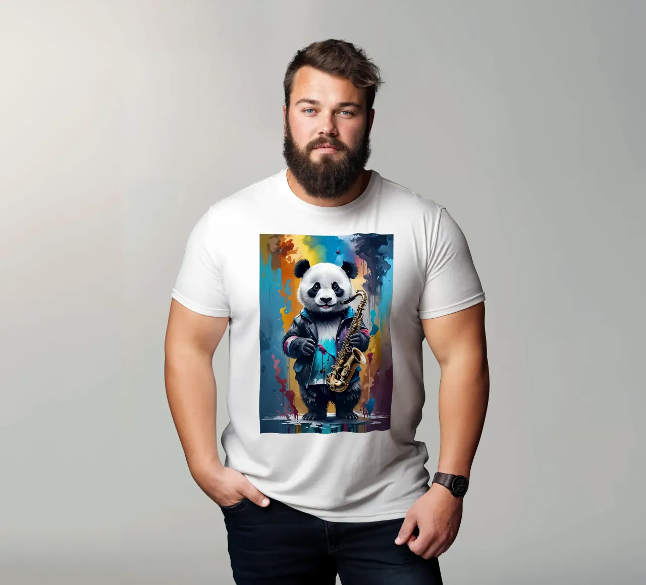 Panda e sassofono t-shirt da MakArena