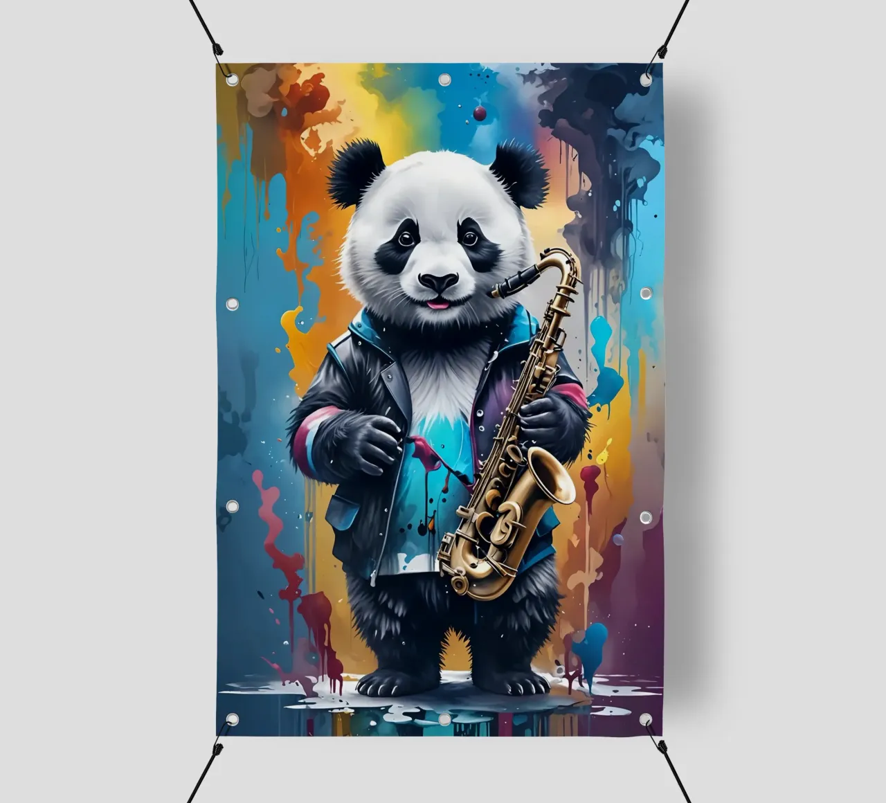 Panda e sassofono telo in pvc da MakArena