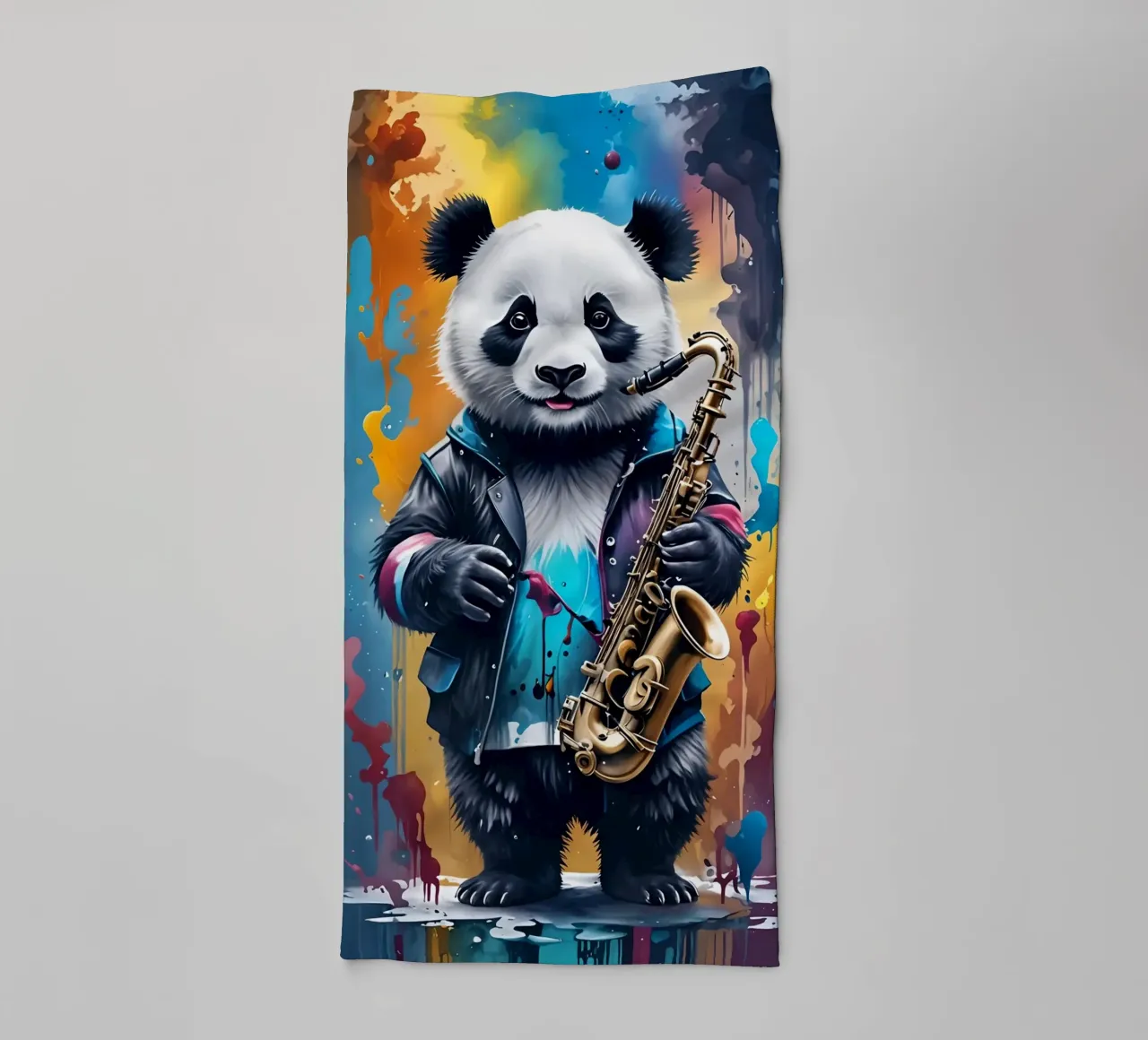 Panda e sassofono asciugamano da bagno da MakArena