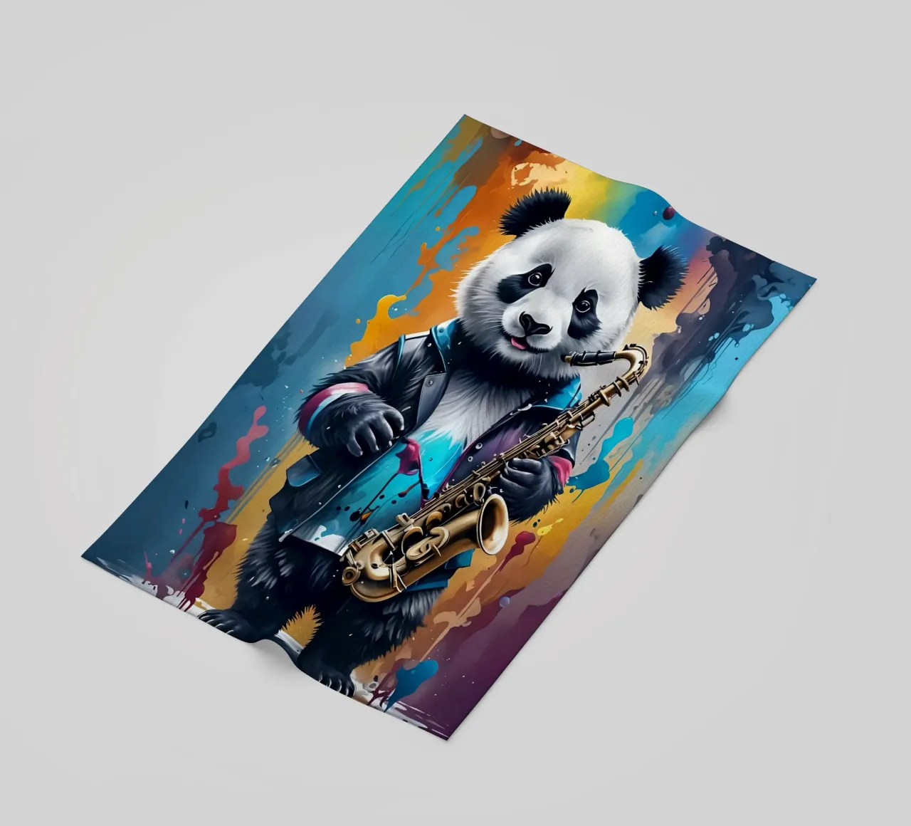 Panda e sassofono telo mare da MakArena