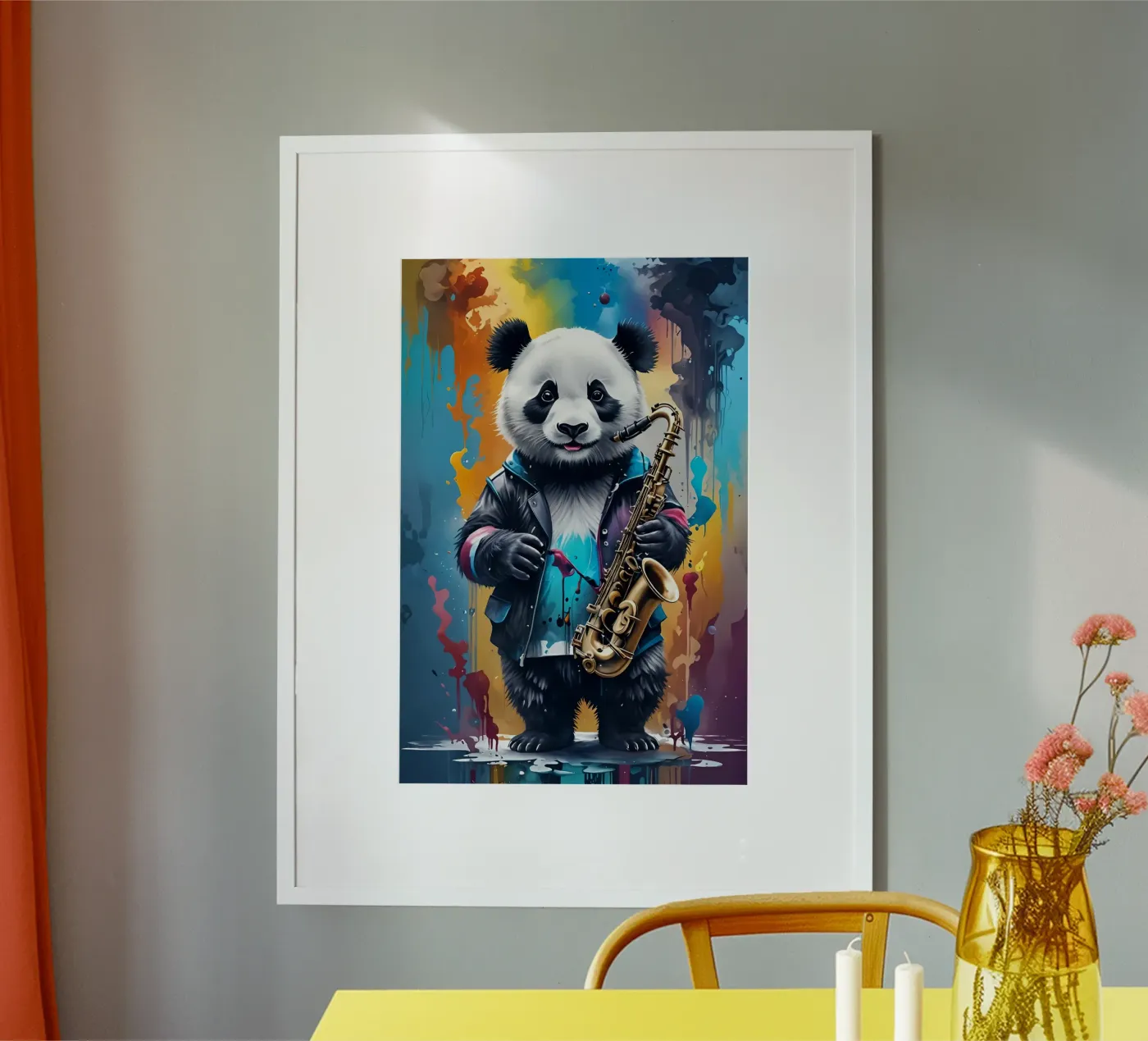 Panda and saxophone poster van MakArena