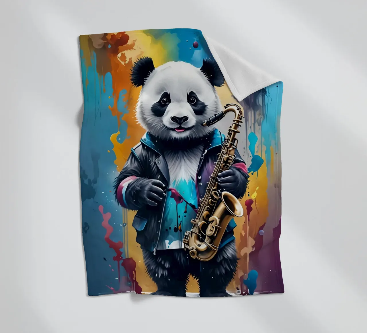 Panda e sassofono coperta in pile da MakArena