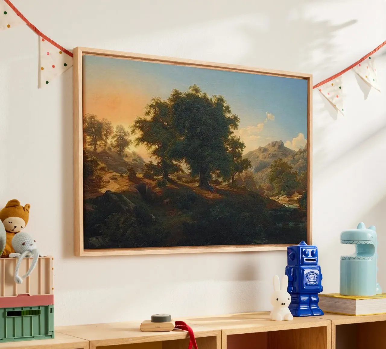 Mountains and Lush Trees - Paul Weber canvas with Floater frame by Art In The Sky