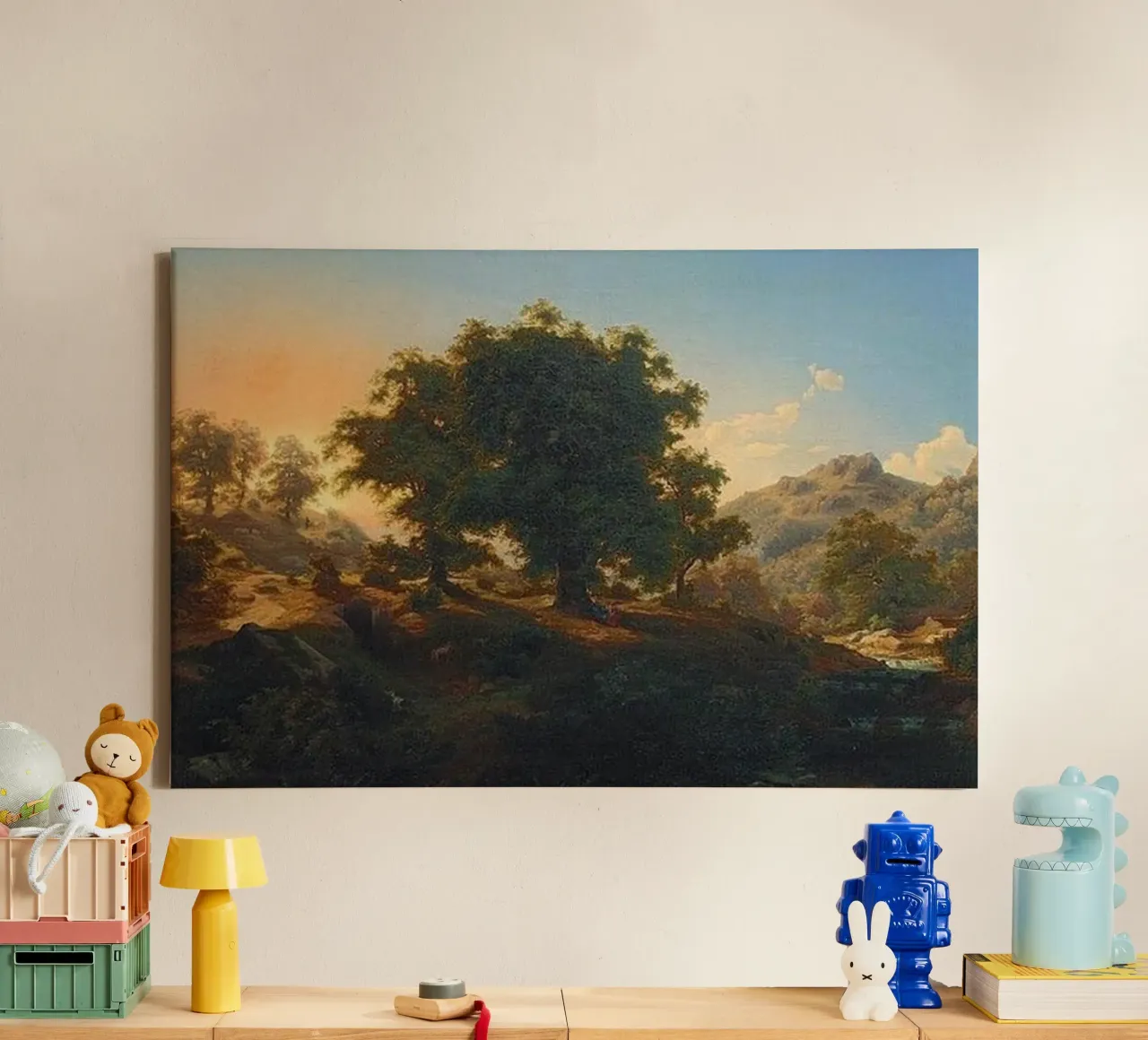 Mountains and Lush Trees - Paul Weber canvas with Floater frame by Art In The Sky