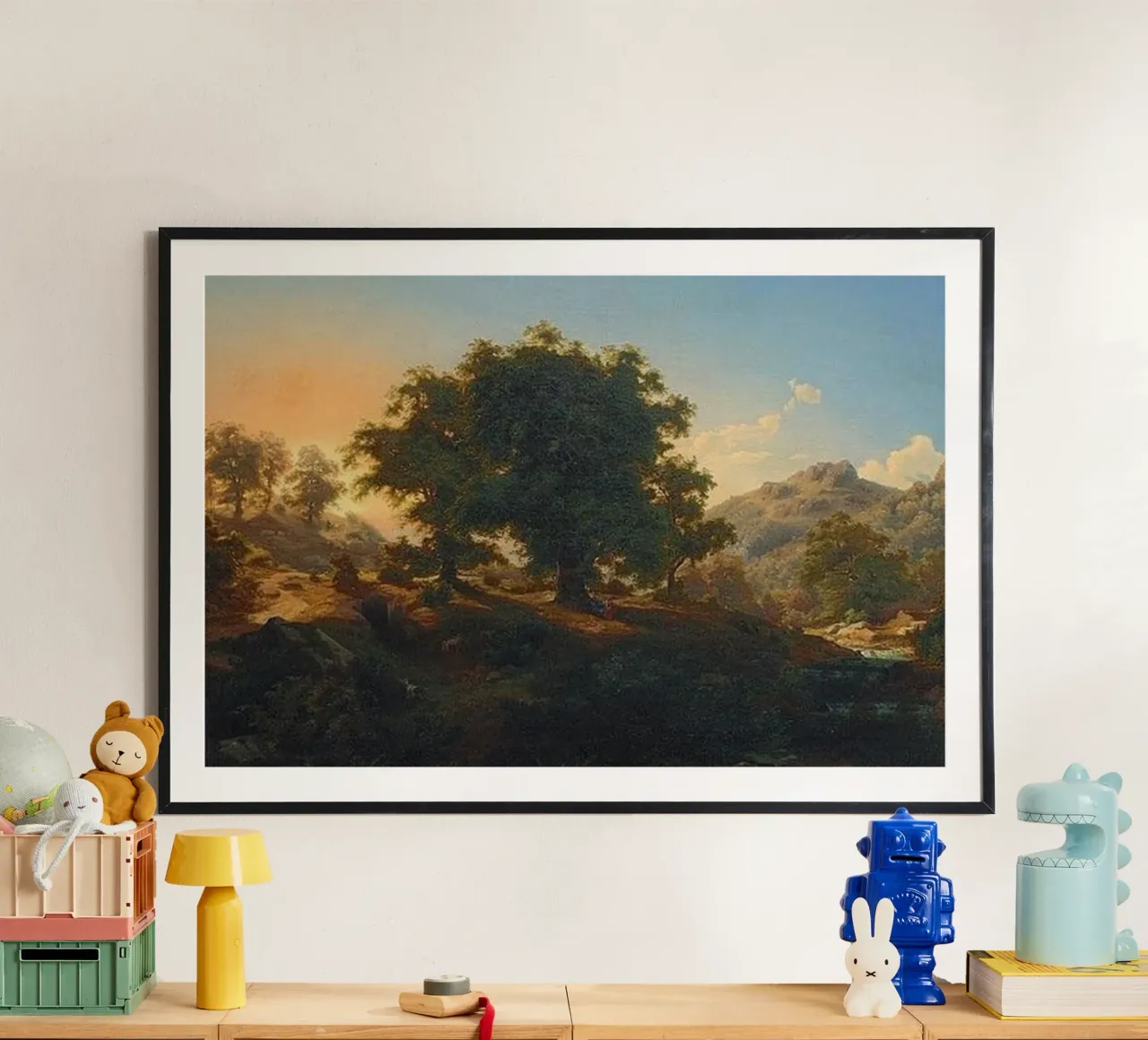 Montagne e alberi rigogliosi - Paul Weber poster con telaio in legno da Art In The Sky