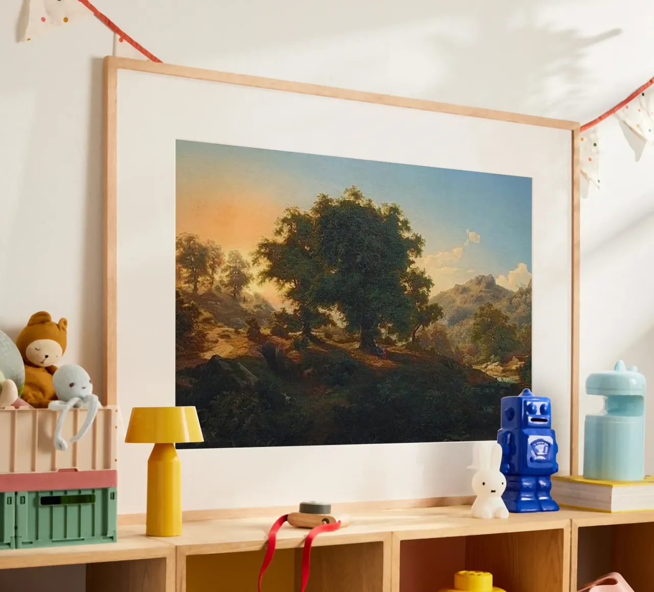 Montagne e alberi rigogliosi - Paul Weber poster con telaio in legno da Art In The Sky