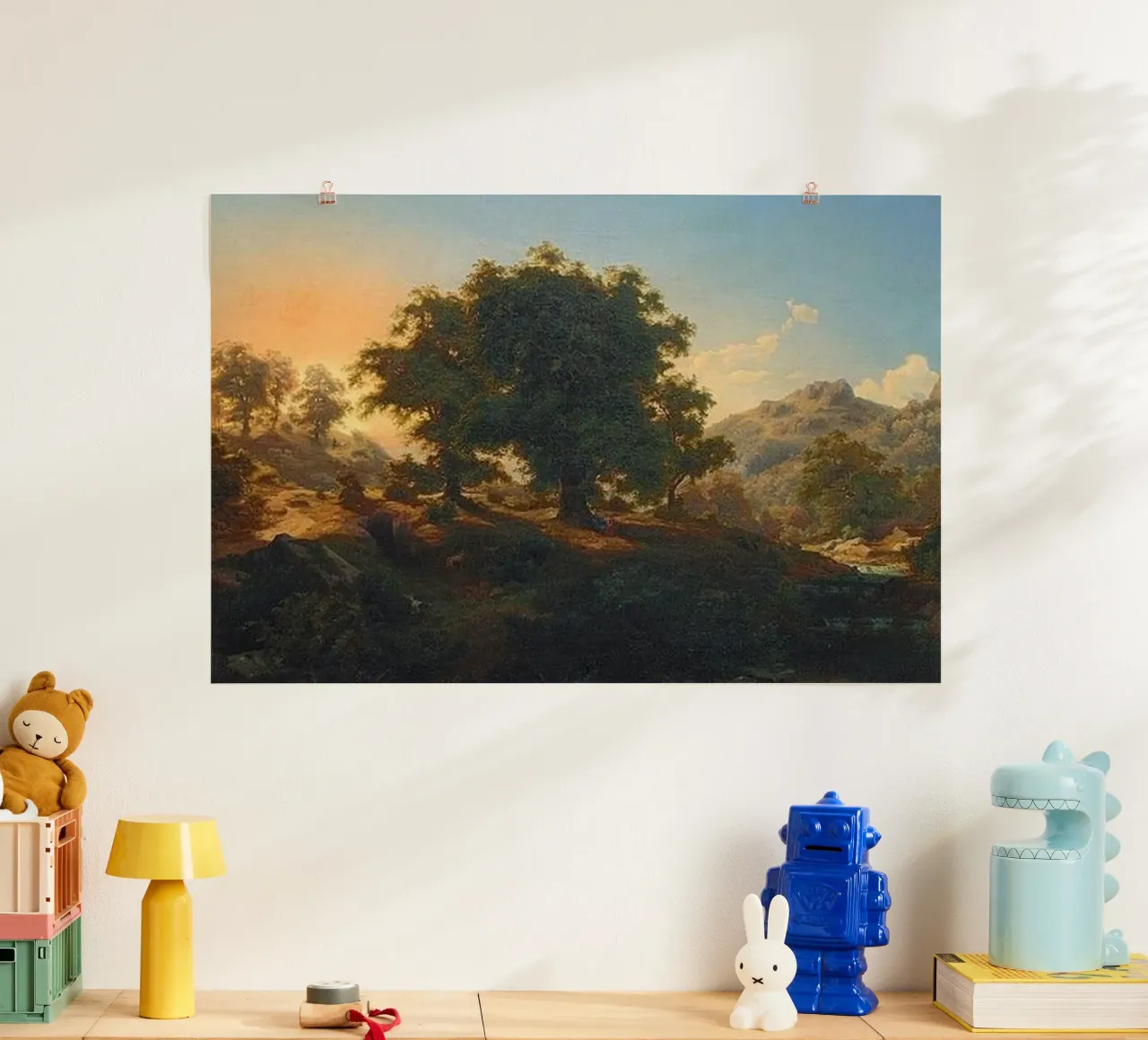 Montagne e alberi rigogliosi - Paul Weber poster con telaio in legno da Art In The Sky