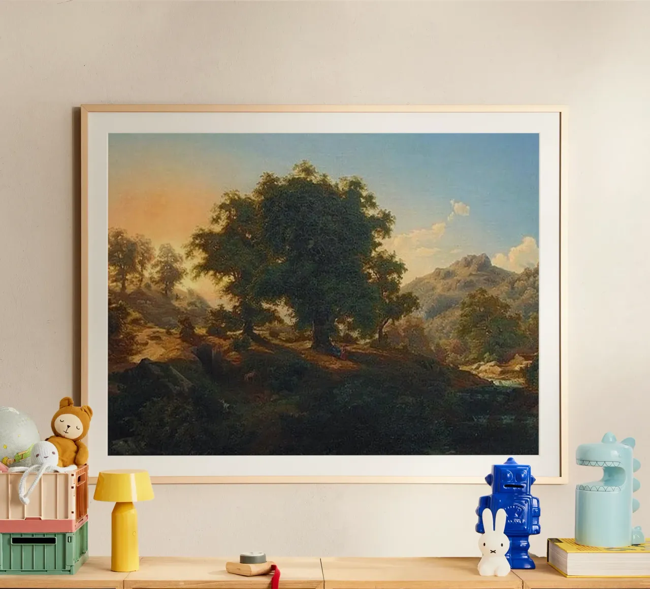 Montagne e alberi rigogliosi - Paul Weber poster con telaio in legno da Art In The Sky