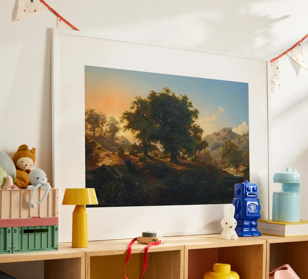 Montagne e alberi rigogliosi - Paul Weber poster con telaio in legno da Art In The Sky