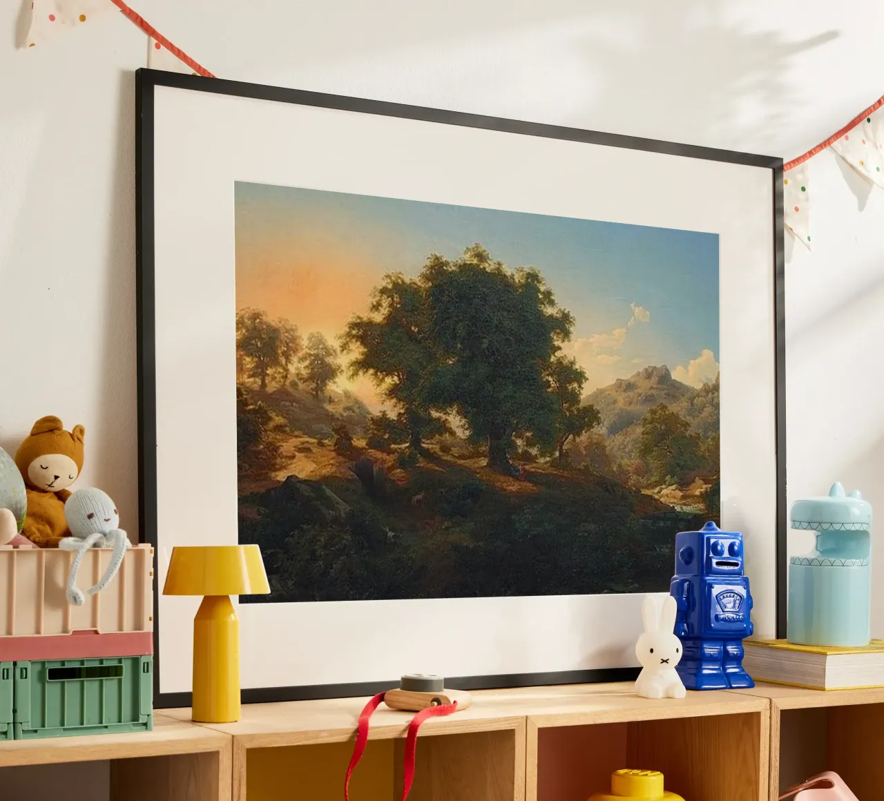 Montagne e alberi rigogliosi - Paul Weber poster con telaio in legno da Art In The Sky