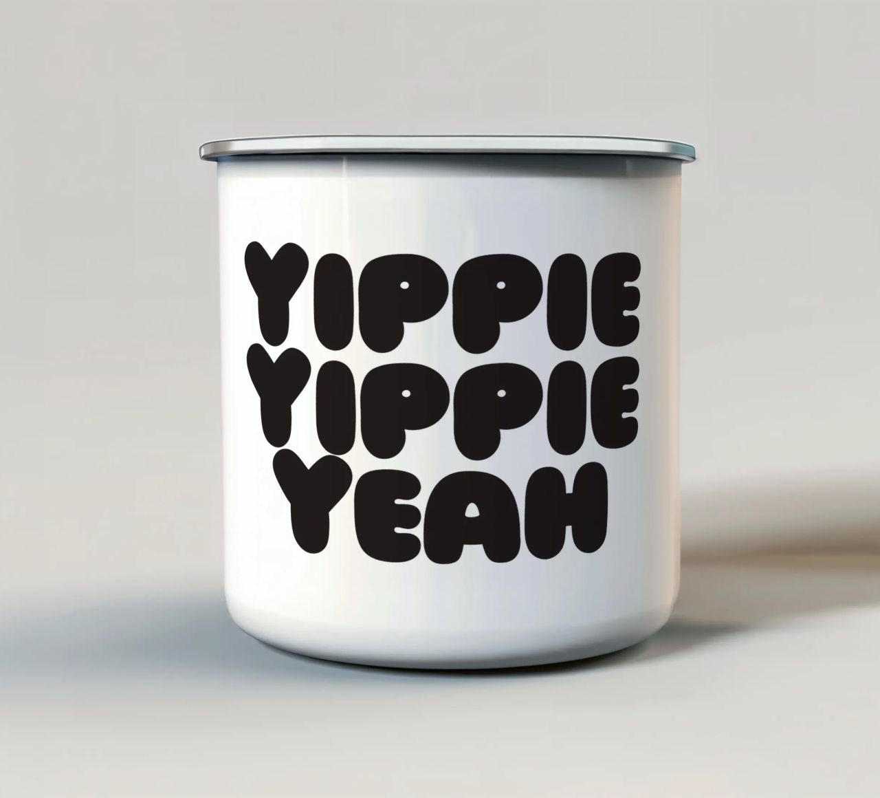 Yippie Yippie Yeah tazza in smalto da Verplanungsagentur