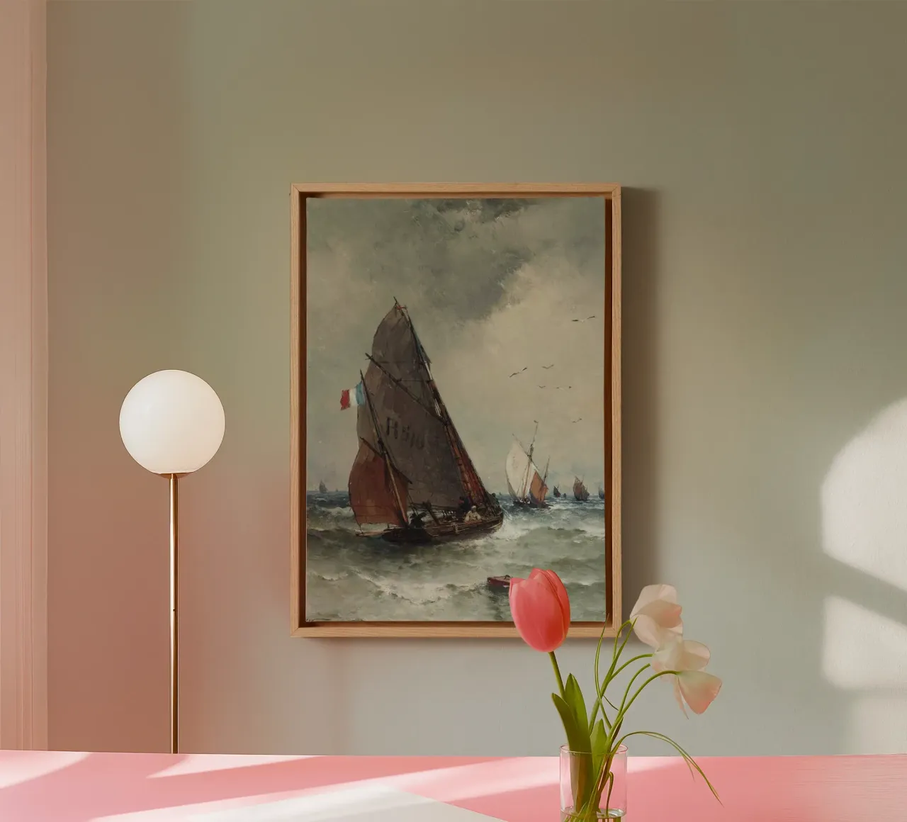 Zeilboot - Paul Weber canvas met Baklijst van Art In The Sky