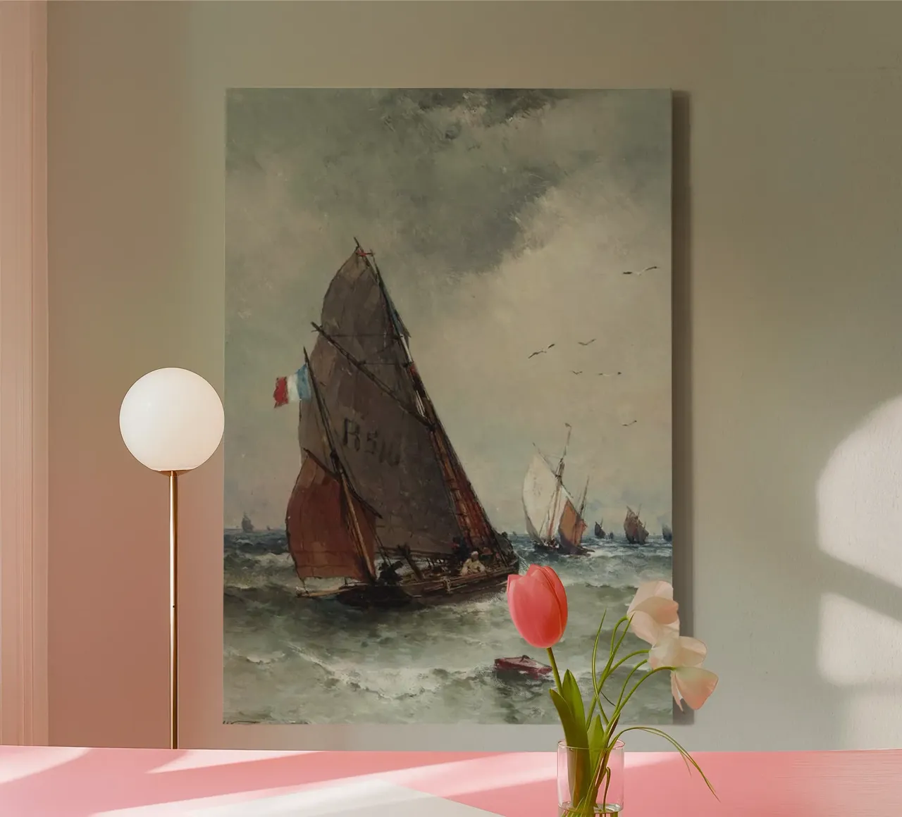 Zeilboot - Paul Weber canvas met Baklijst van Art In The Sky