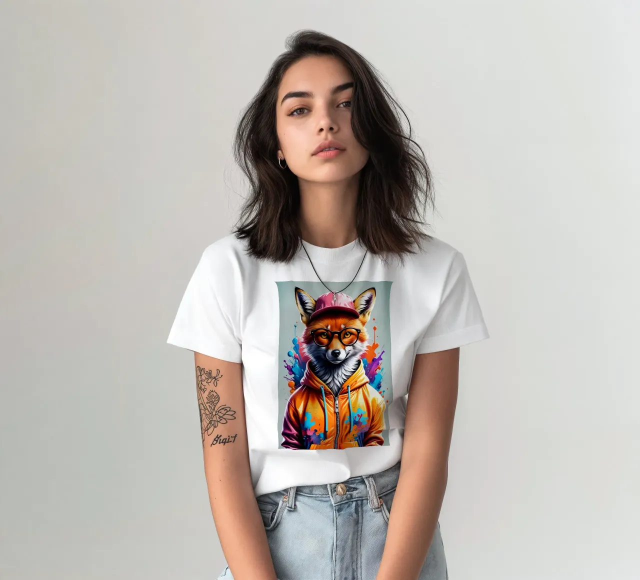 Volpe con berretto e felpa con cappuccio t-shirt da MakArena
