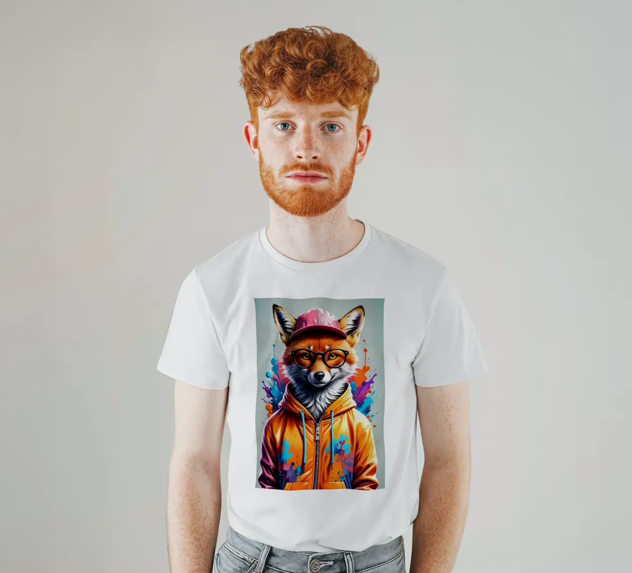 Volpe con berretto e felpa con cappuccio t-shirt da MakArena