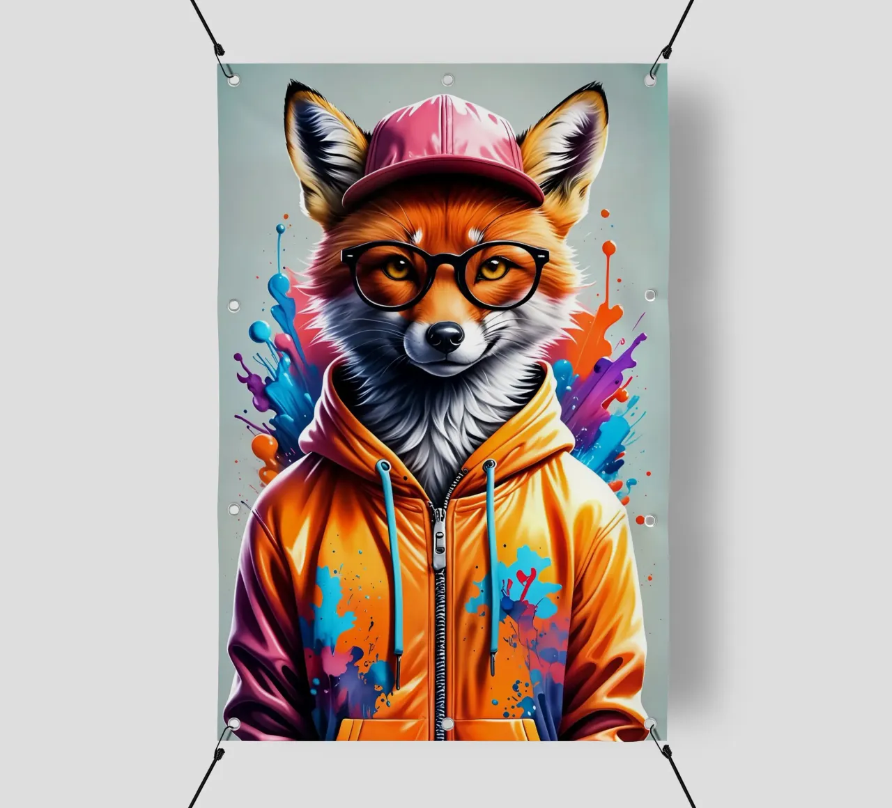 Volpe con berretto e felpa con cappuccio telo in pvc da MakArena