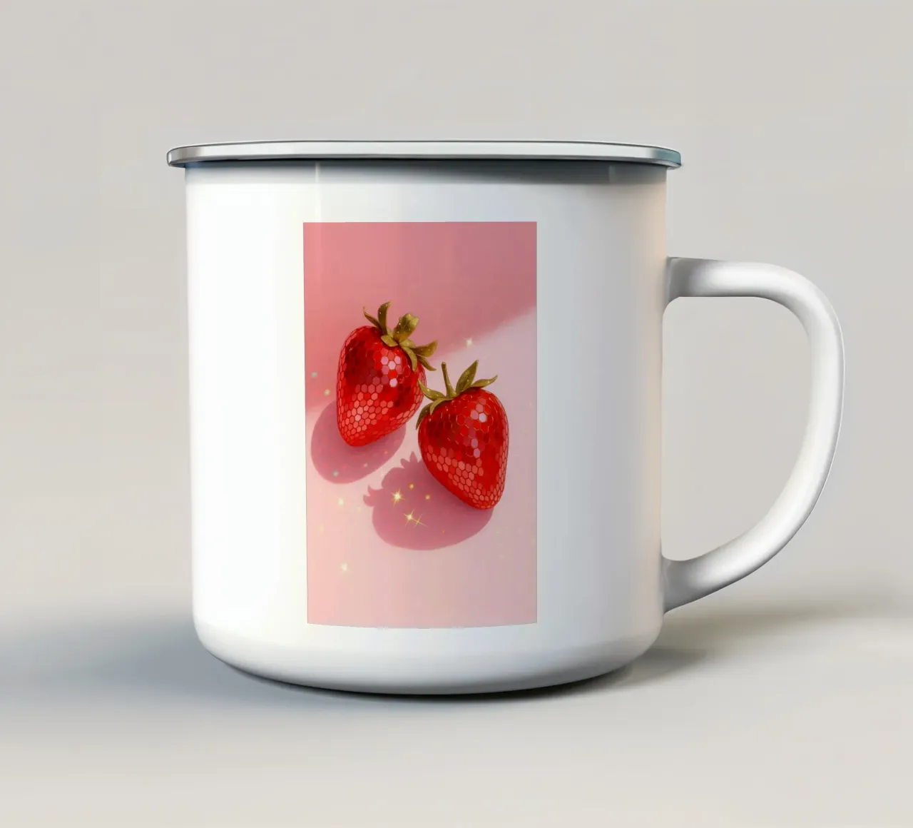 Disco Strawberries tazza in smalto da Attaboy Dsgn