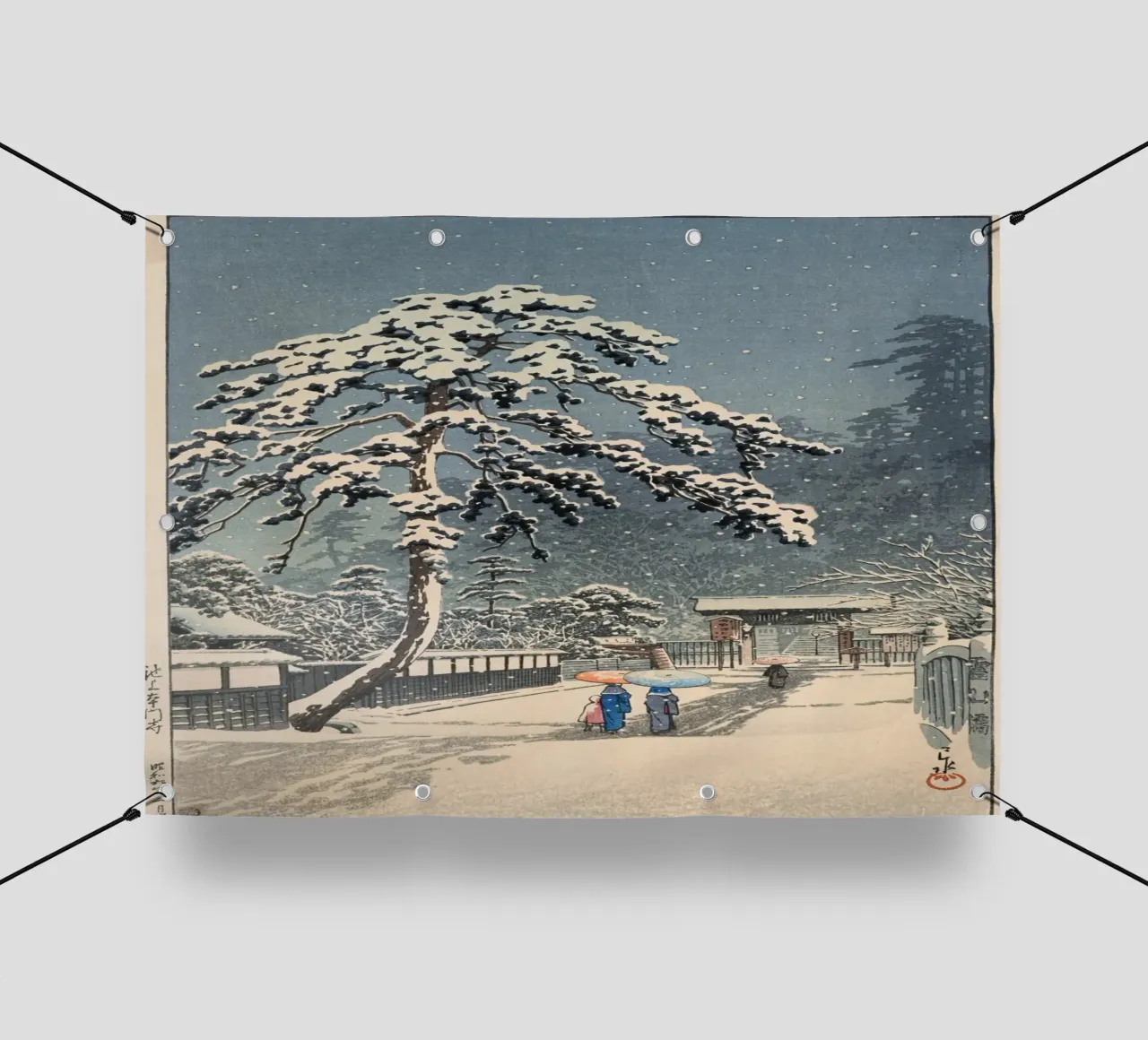 Ukiyo-e: Hasui Kawase - Ikegami Honmon-ji (池上本門寺) telo in pvc da Aesthetic Muse