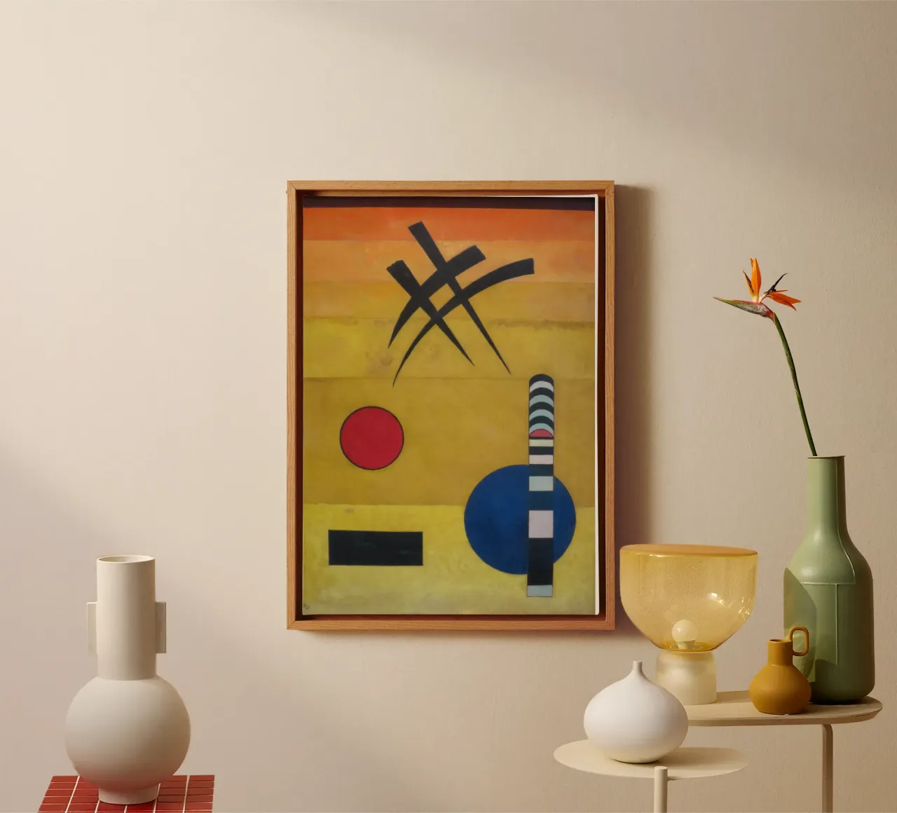 Wassily Kandinsky - Teken - Abstracte Kunst canvas met Baklijst van Aesthetic Muse