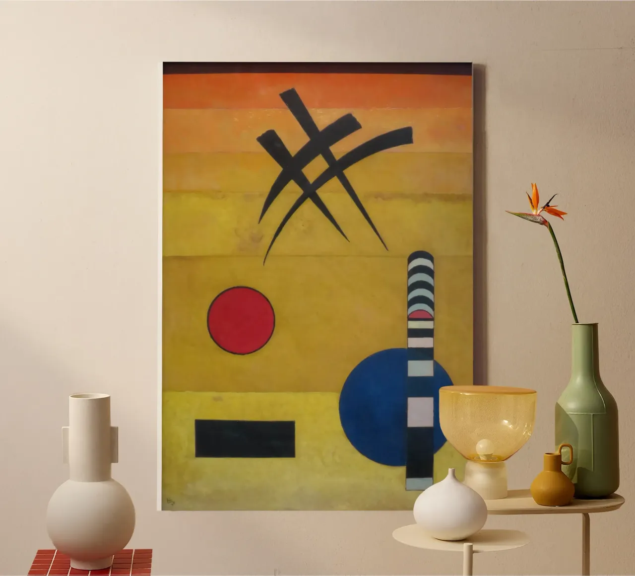 Wassily Kandinsky - Teken - Abstracte Kunst canvas met Baklijst van Aesthetic Muse