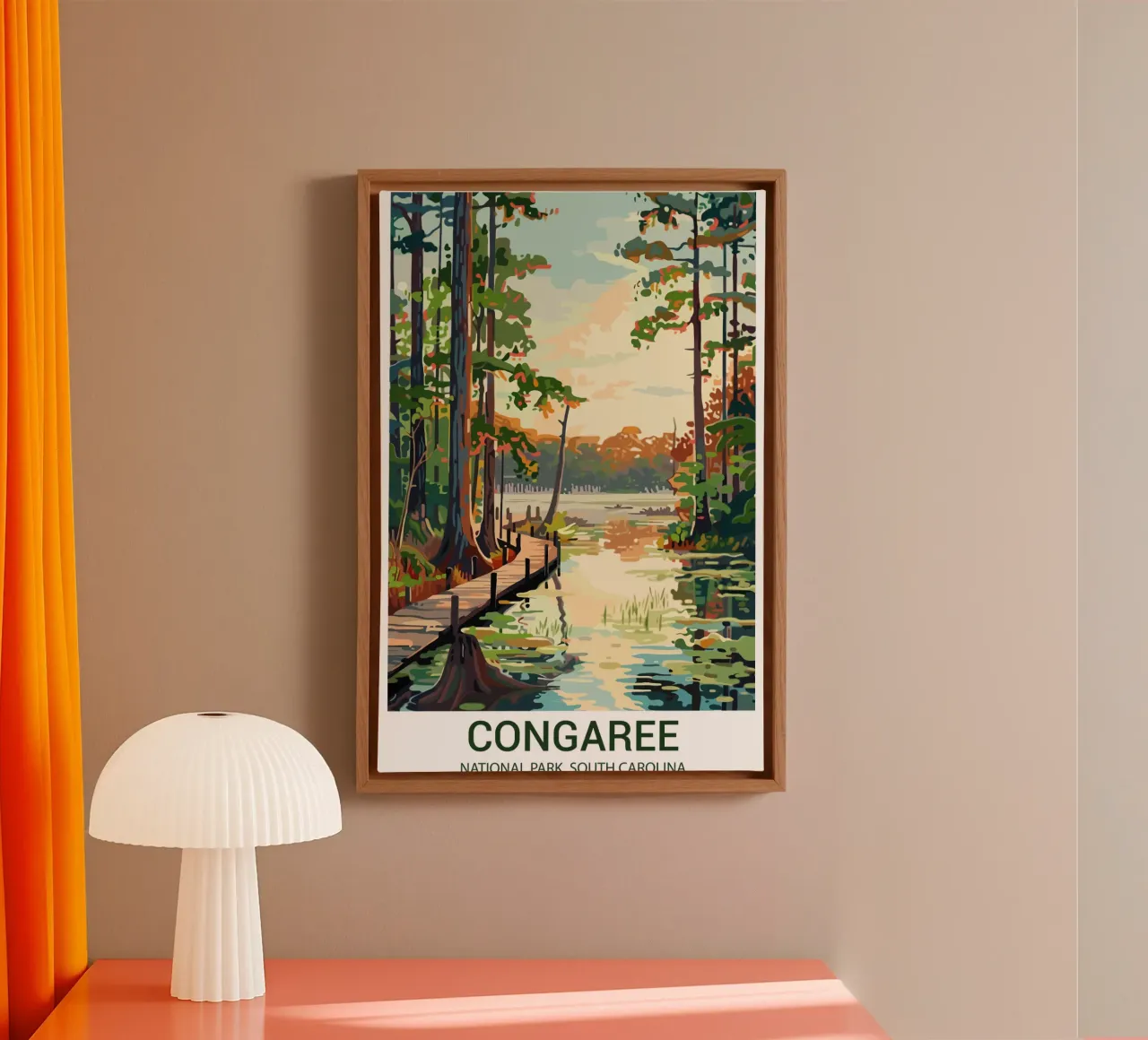 Congaree National Park, Zuid-Carolina, VS canvas met Baklijst van Wanderlust Vibes