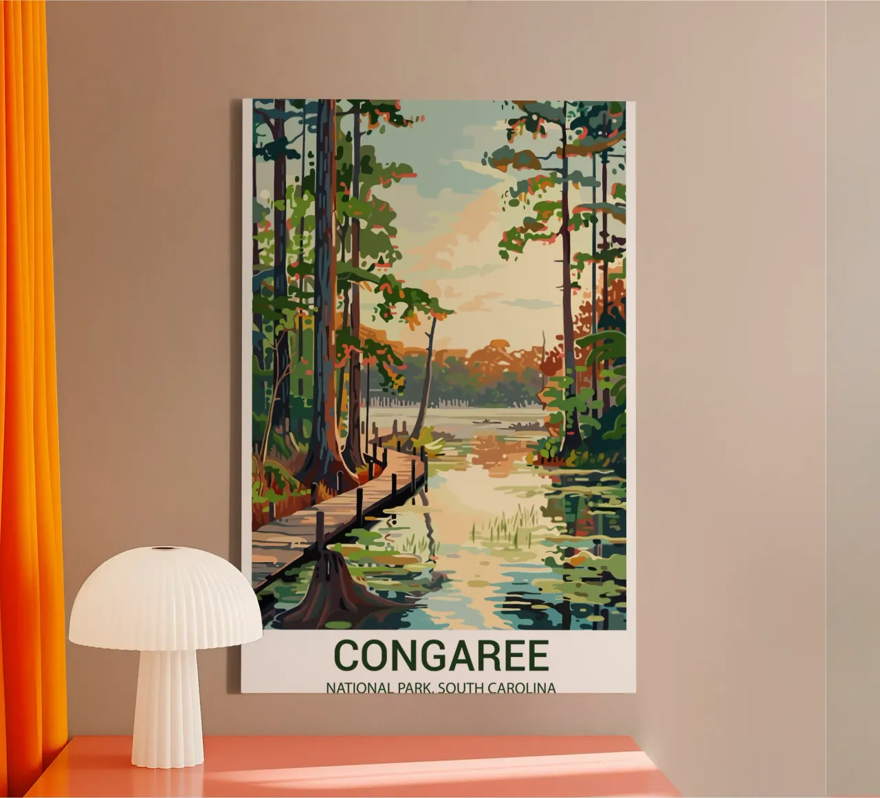 Congaree National Park, Zuid-Carolina, VS canvas met Baklijst van Wanderlust Vibes