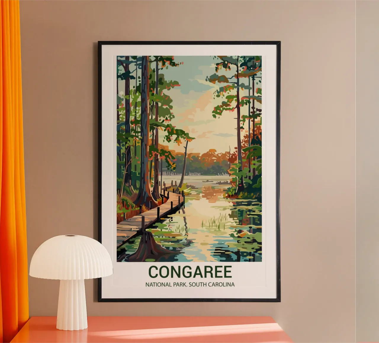Parco nazionale di Congaree, Carolina del Sud, USA poster con telaio in alluminio da Wanderlust Vibes
