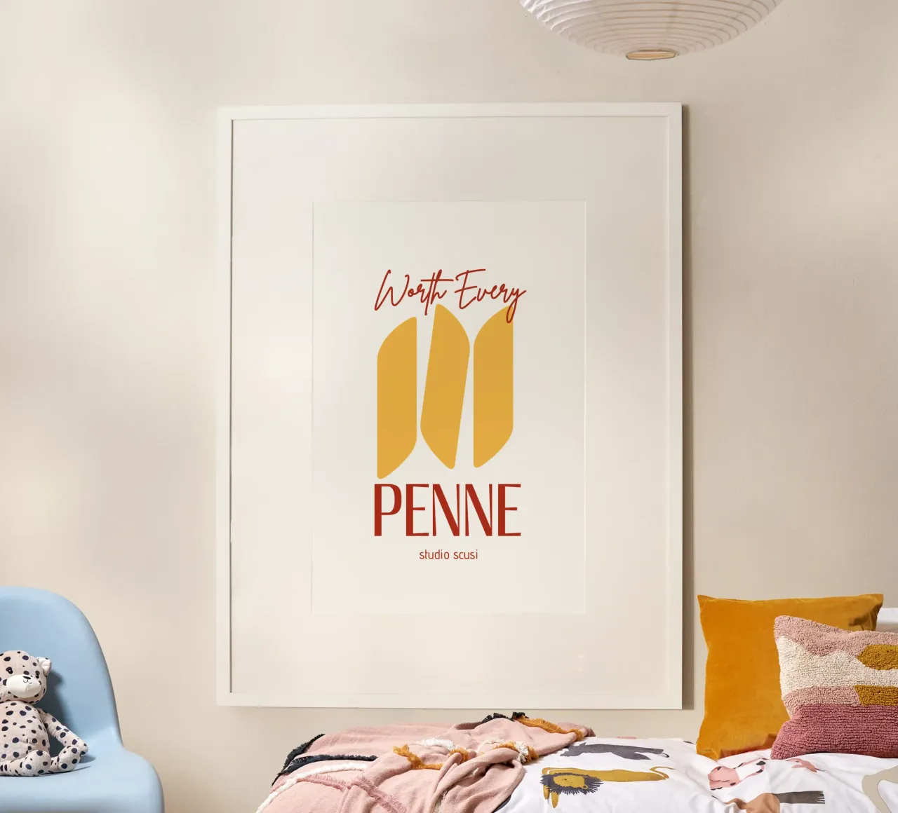 Worth every Penne - studio scusi poster con telaio in legno da studio scusi