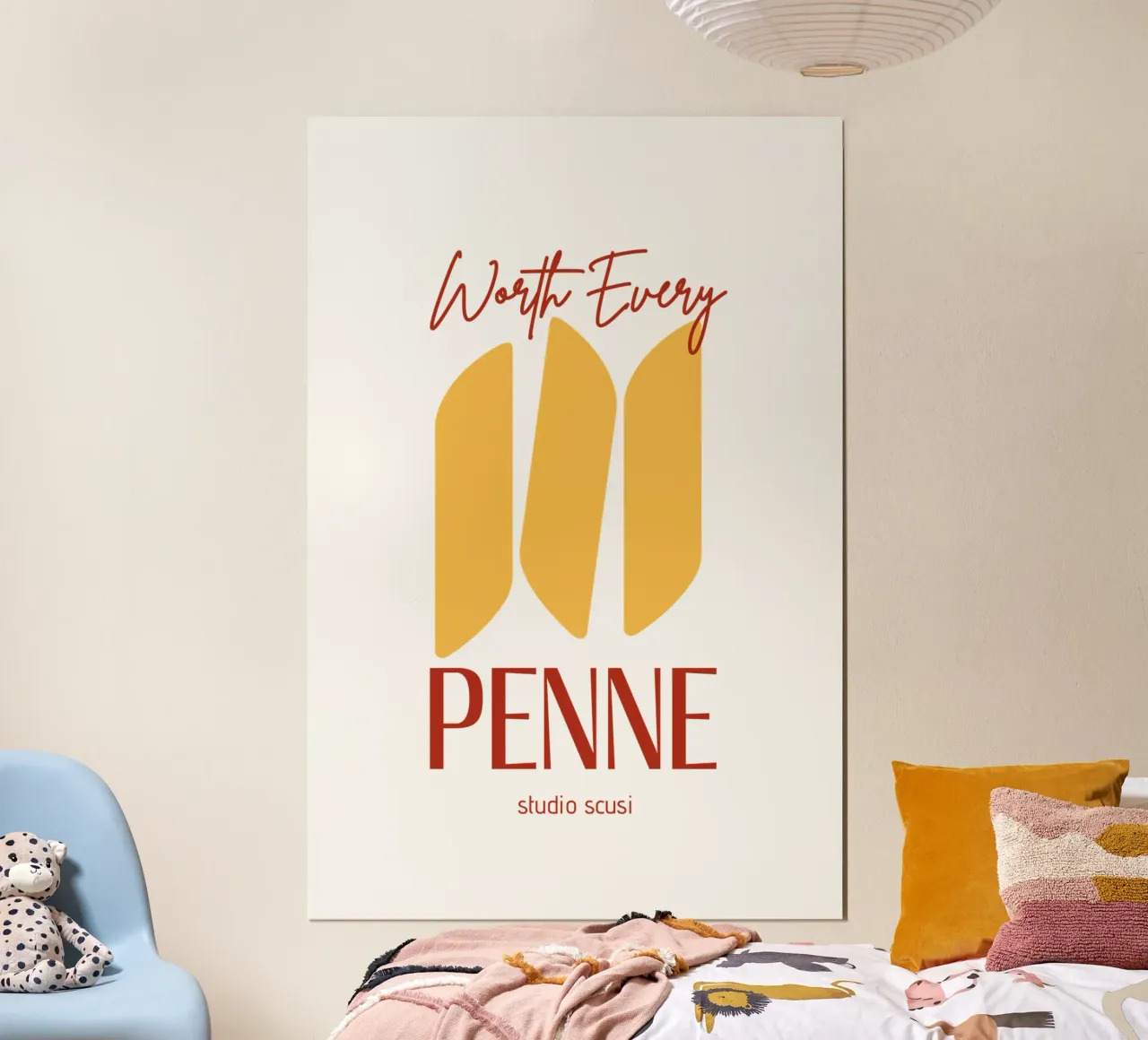 Worth every Penne - studio scusi poster con telaio in legno da studio scusi
