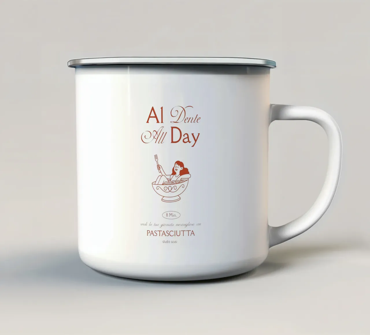 Al Dente Pasta All Day - studio scusi tazza in smalto da studio scusi