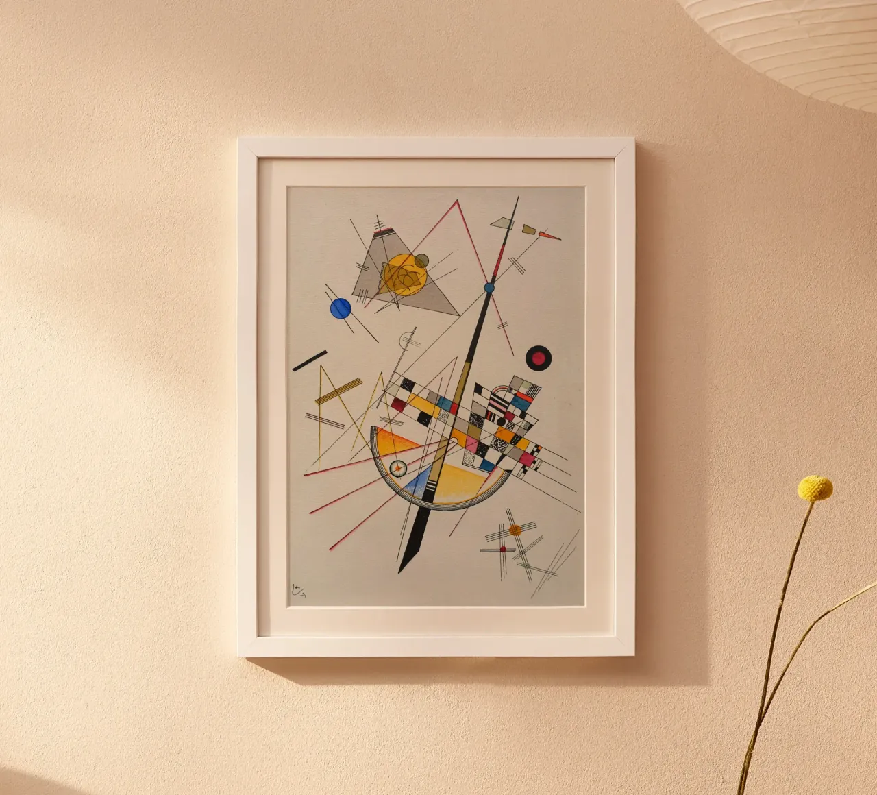 Wassily Kandinsky - Fijne spanning - Abstracte kunst poster met houten frame van Aesthetic Muse