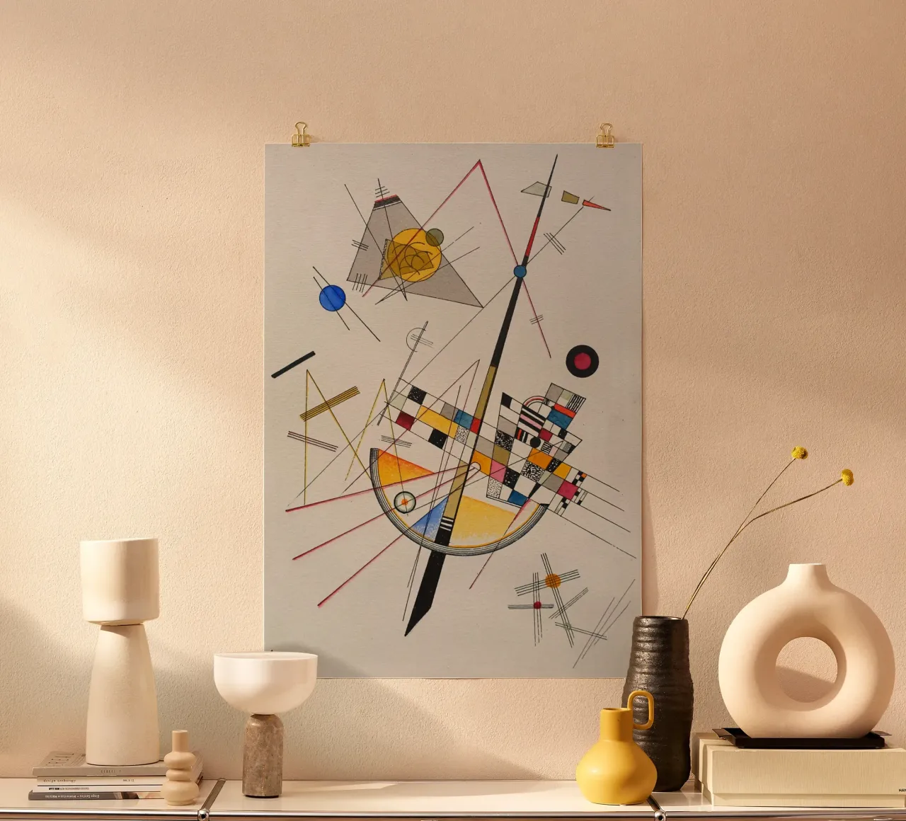 Wassily Kandinsky - Fijne spanning - Abstracte kunst poster met houten frame van Aesthetic Muse