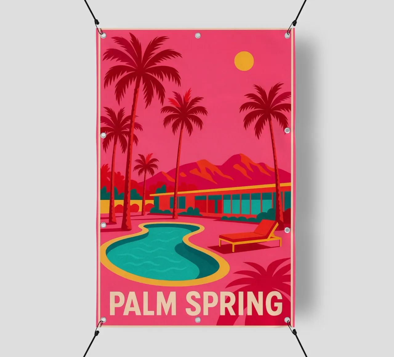 Affiche Palm Spring - Piscine, Palmiers et Architecture lonas publicitarias de JETLAG | affiches voyage